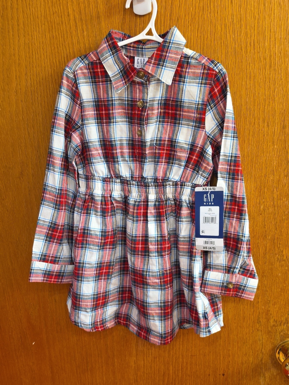 CLASSIC GAP Red White Blue Plaid Button-Front Tunic